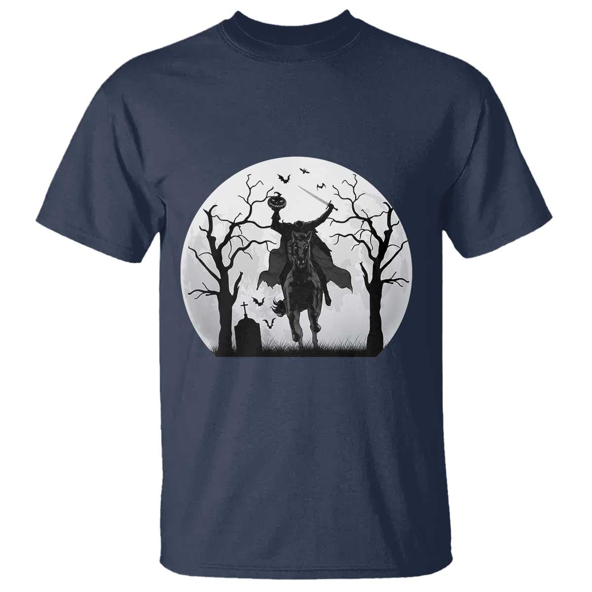 Headless Horseman T Shirt Gothic Horror Halloween Gift TS12 Navy Print Your Wear