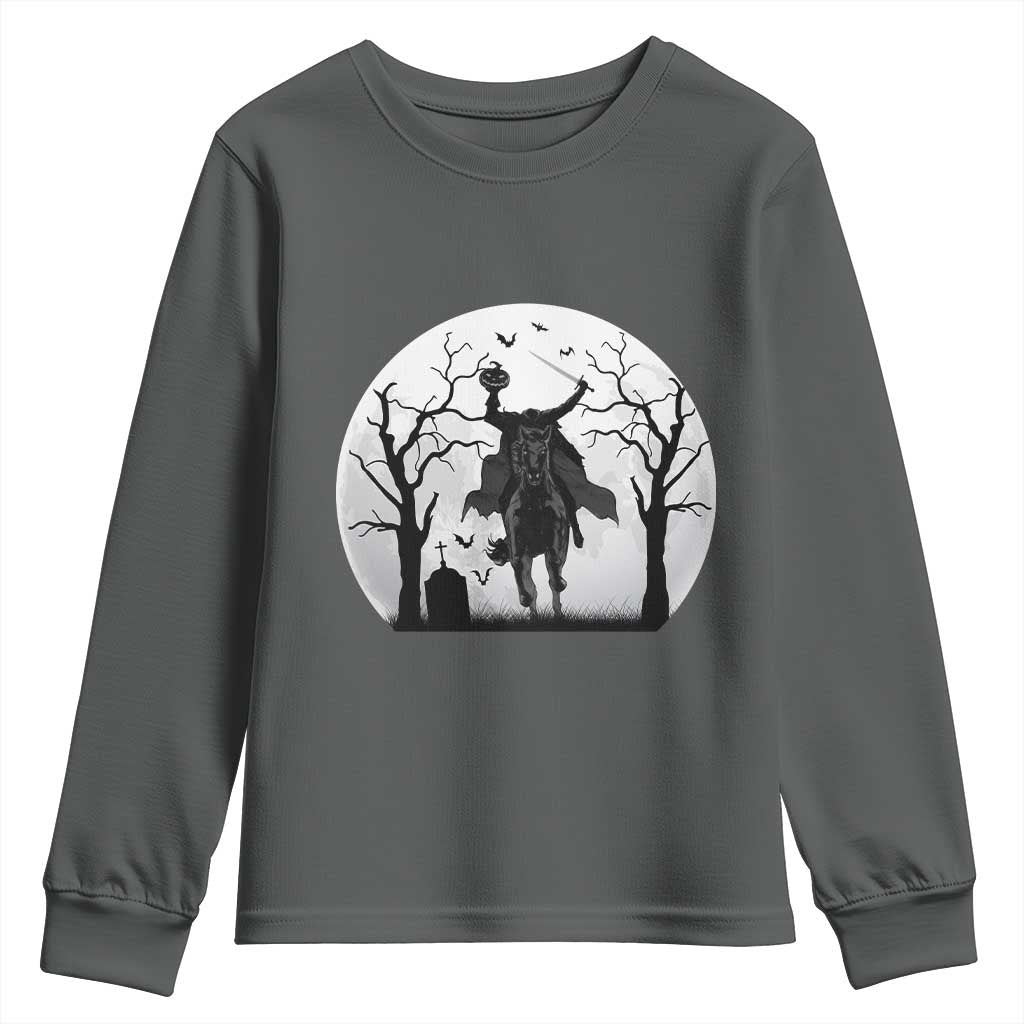 Headless Horseman Youth Sweatshirt Gothic Horror Halloween Gift TS12 Dark Heather Print Your Wear