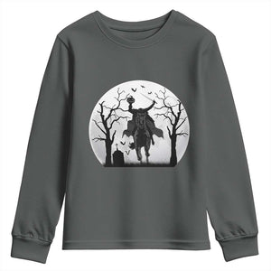 Headless Horseman Youth Sweatshirt Gothic Horror Halloween Gift TS12 Dark Heather Print Your Wear