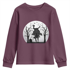 Headless Horseman Youth Sweatshirt Gothic Horror Halloween Gift TS12 Maroon Print Your Wear