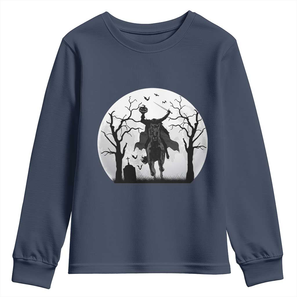 Headless Horseman Youth Sweatshirt Gothic Horror Halloween Gift TS12 Navy Print Your Wear