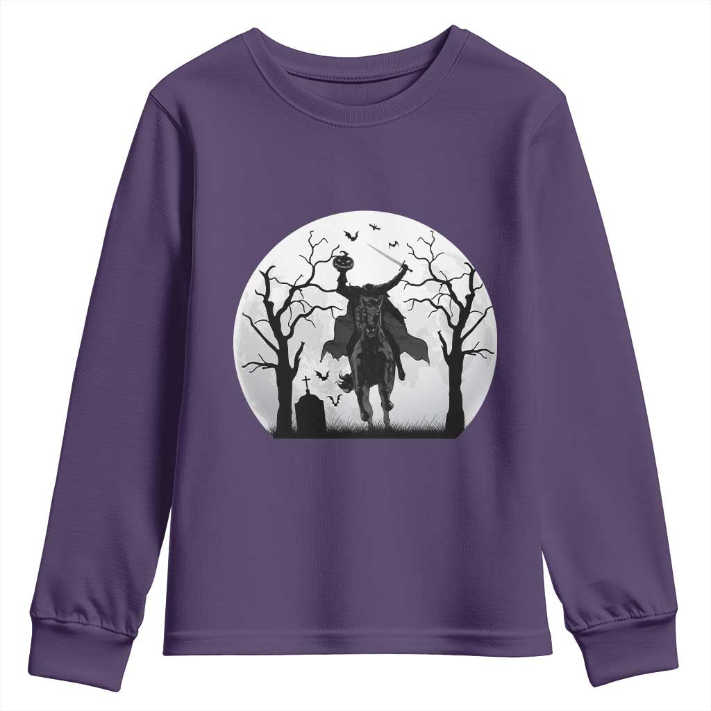 Headless Horseman Youth Sweatshirt Gothic Horror Halloween Gift TS12 Purple Print Your Wear