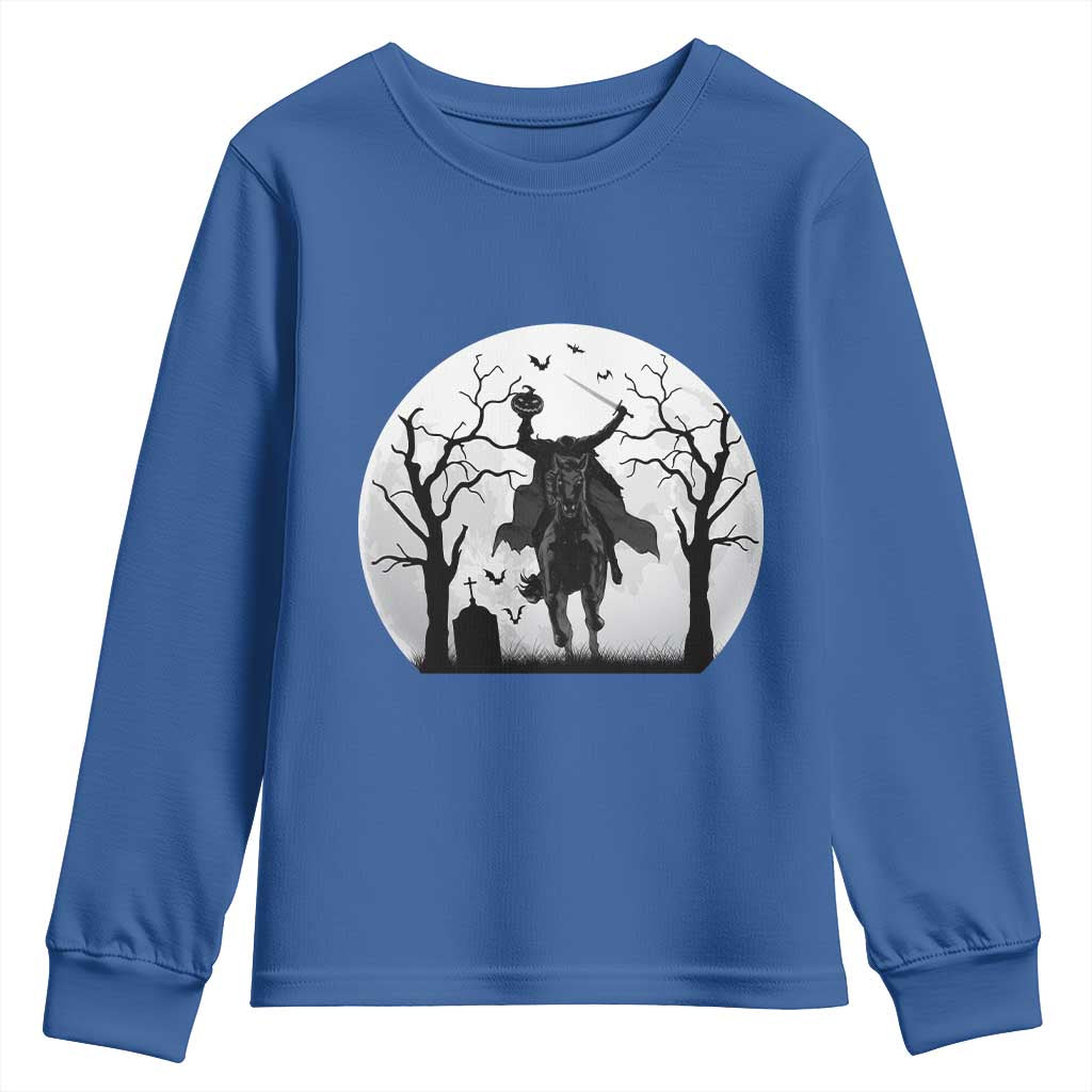 Headless Horseman Youth Sweatshirt Gothic Horror Halloween Gift TS12 Royal Blue Print Your Wear