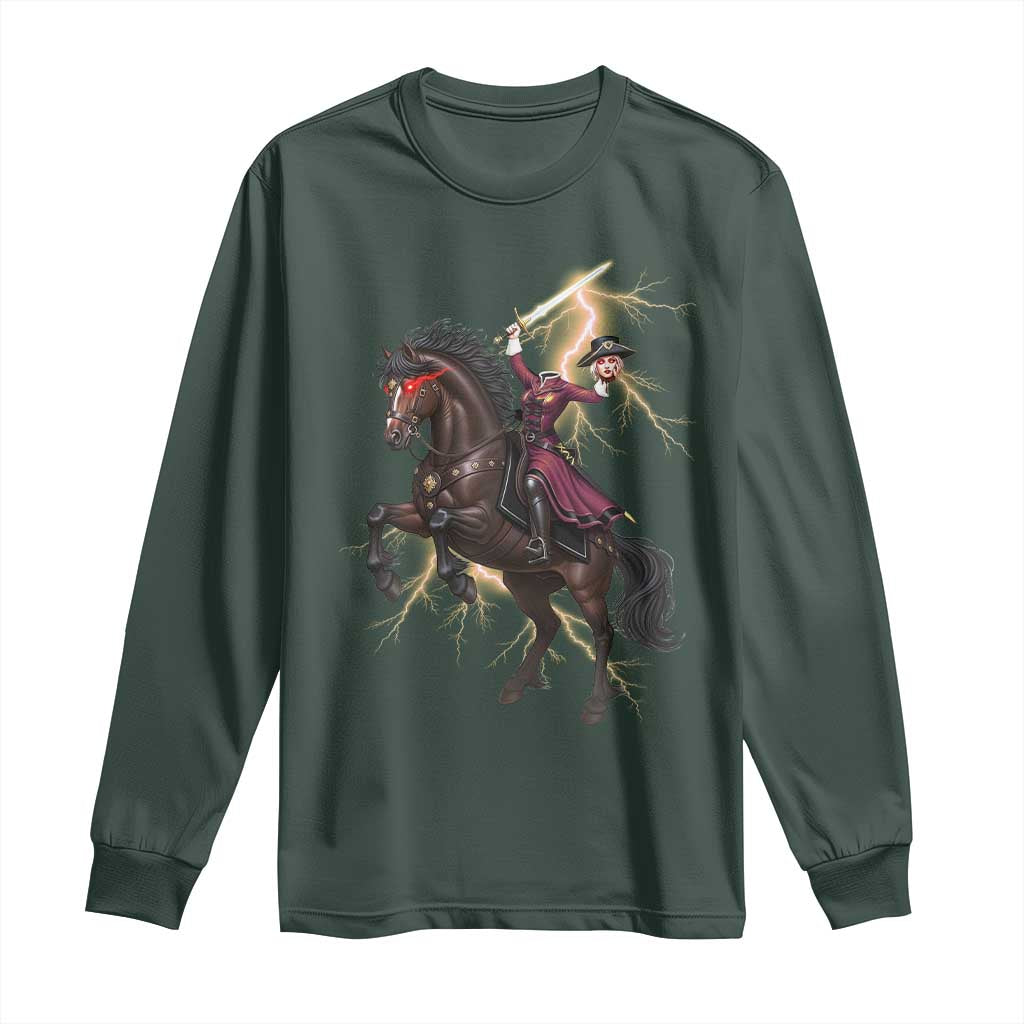 Dullahan Headless Horsewoman Long Sleeve Shirt Gothic Monster Girl Gift TS12 Dark Forest Green Print Your Wear