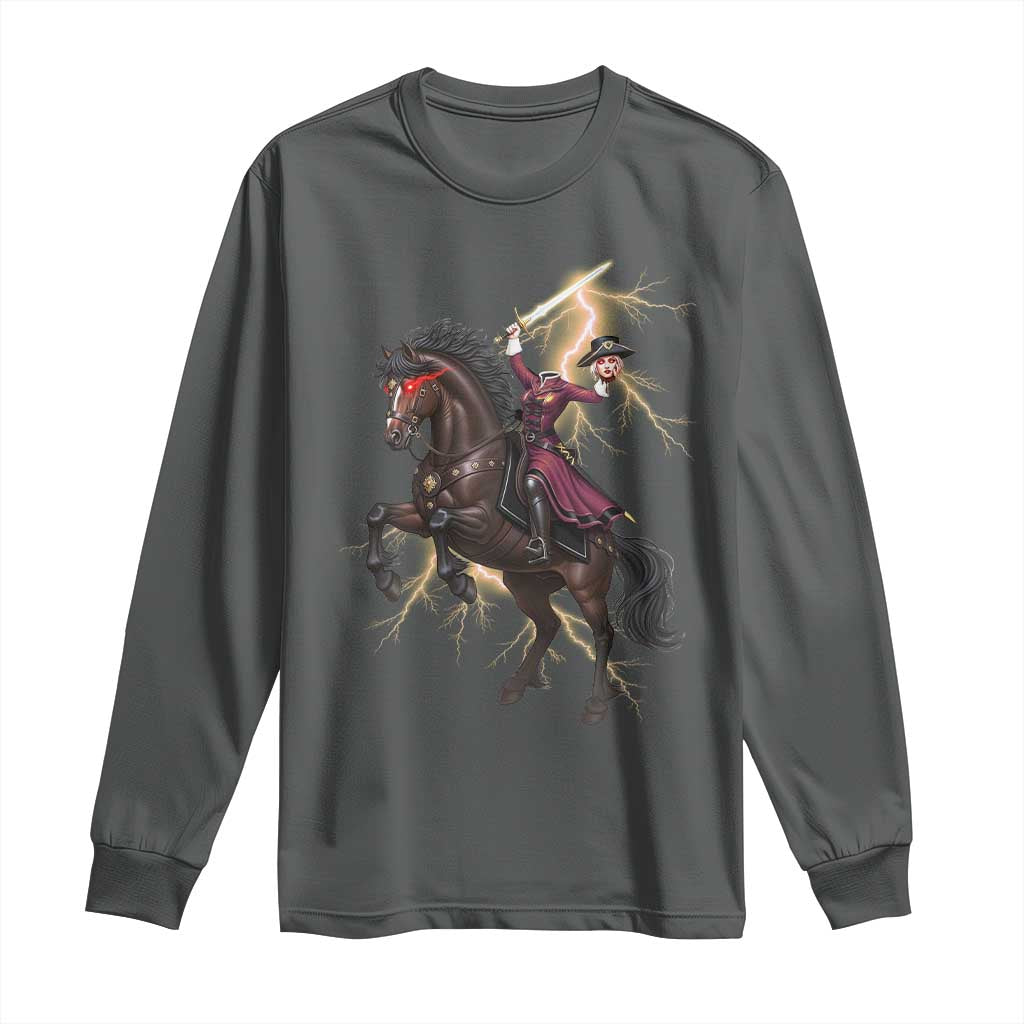 Dullahan Headless Horsewoman Long Sleeve Shirt Gothic Monster Girl Gift TS12 Dark Heather Print Your Wear