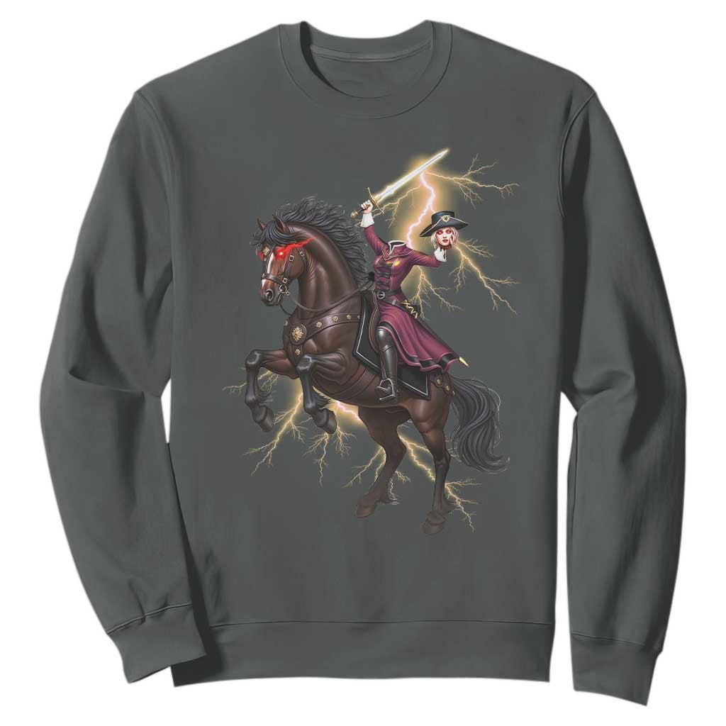 Dullahan Headless Horsewoman Sweatshirt Gothic Monster Girl Gift TS12 Dark Heather Print Your Wear