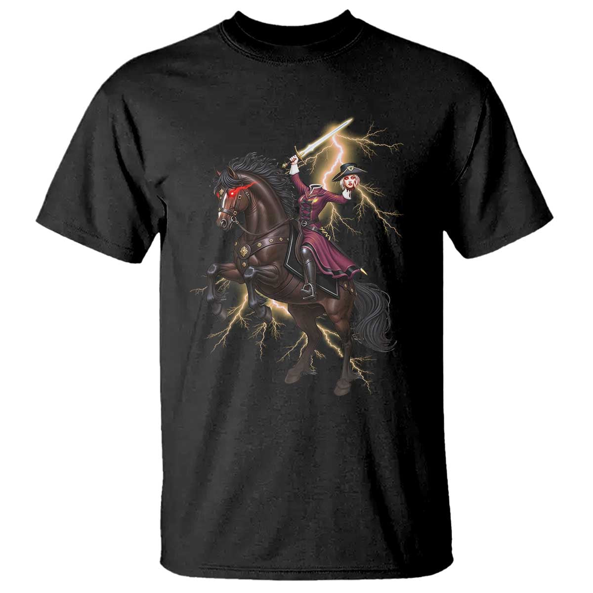 Dullahan Headless Horsewoman T Shirt Gothic Monster Girl Gift TS12 Black Print Your Wear