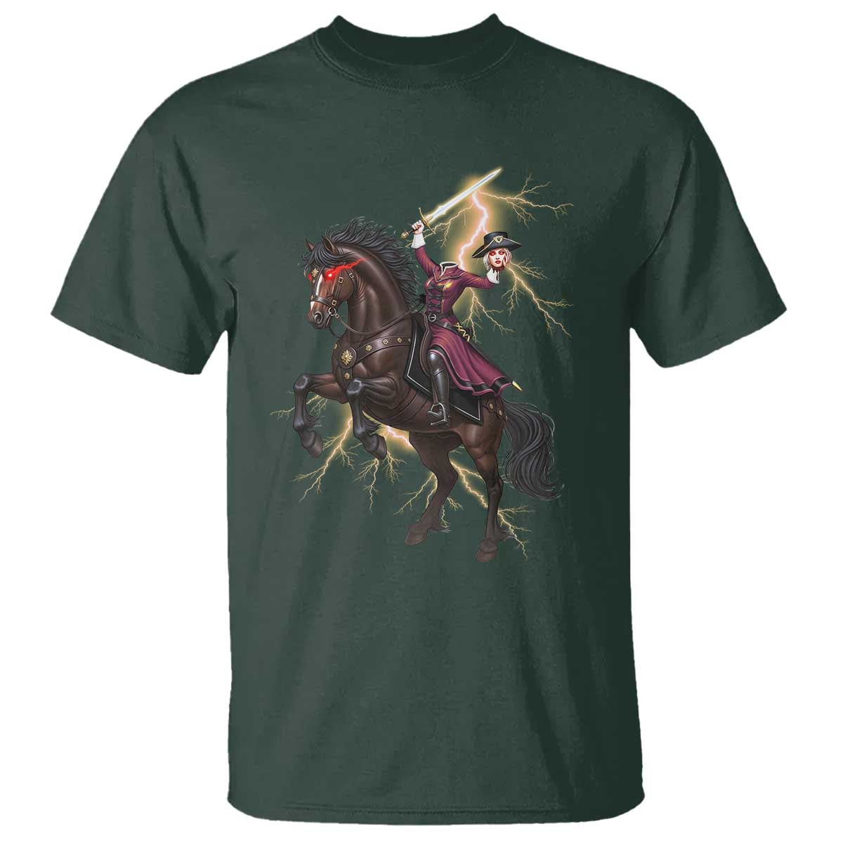 Dullahan Headless Horsewoman T Shirt Gothic Monster Girl Gift TS12 Dark Forest Green Print Your Wear