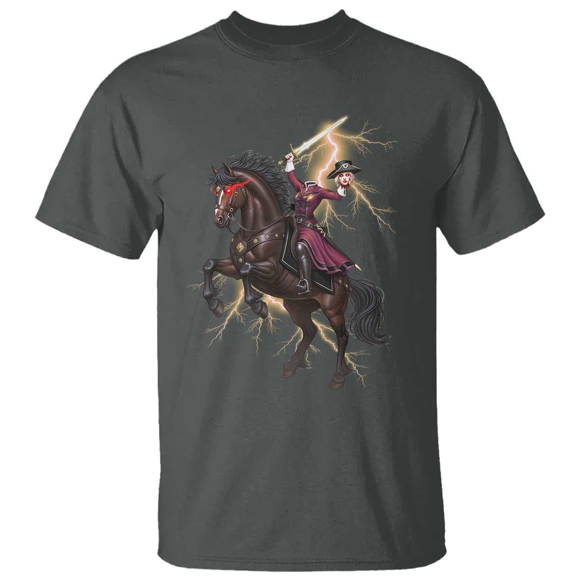 Dullahan Headless Horsewoman T Shirt Gothic Monster Girl Gift TS12 Dark Heather Print Your Wear