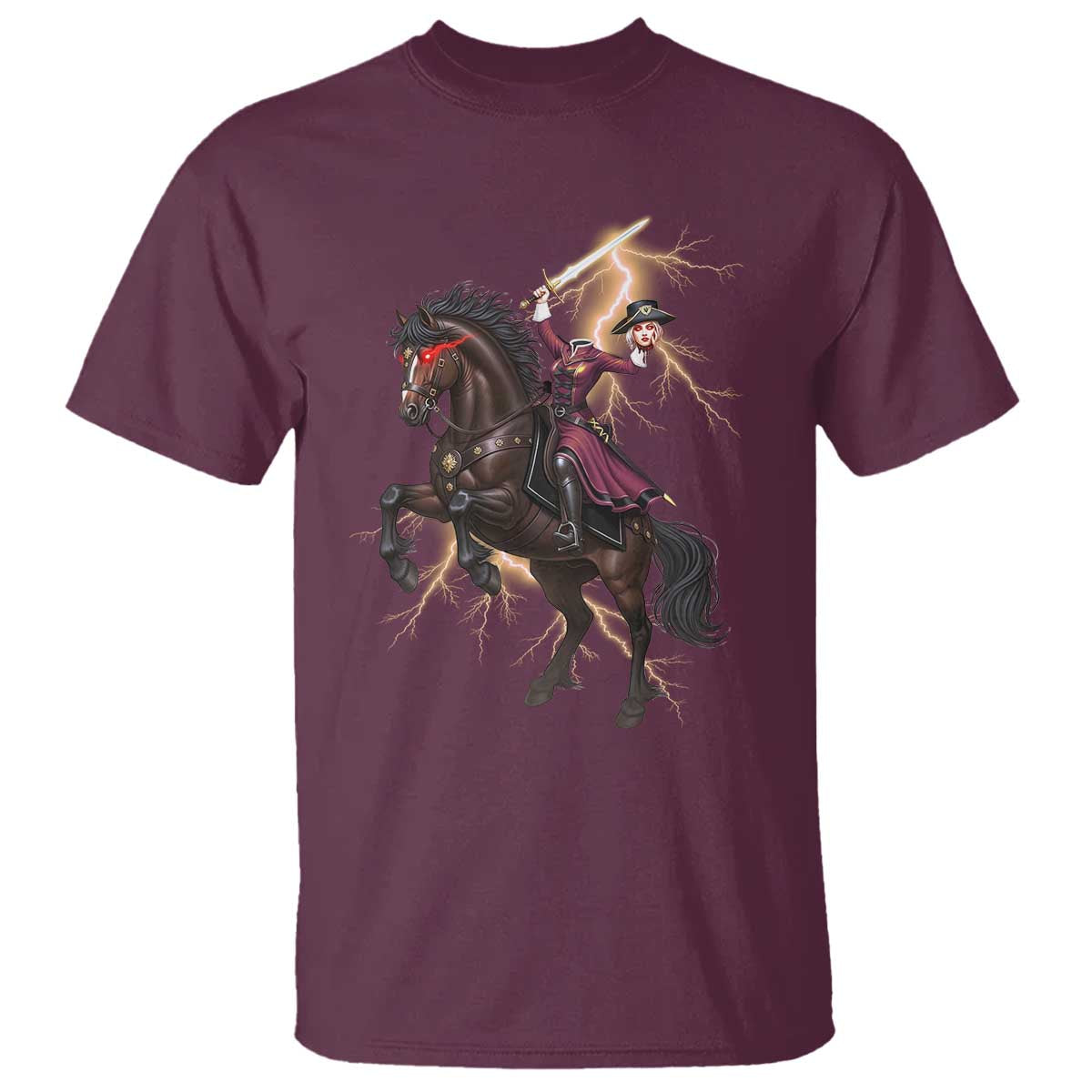 Dullahan Headless Horsewoman T Shirt Gothic Monster Girl Gift TS12 Maroon Print Your Wear