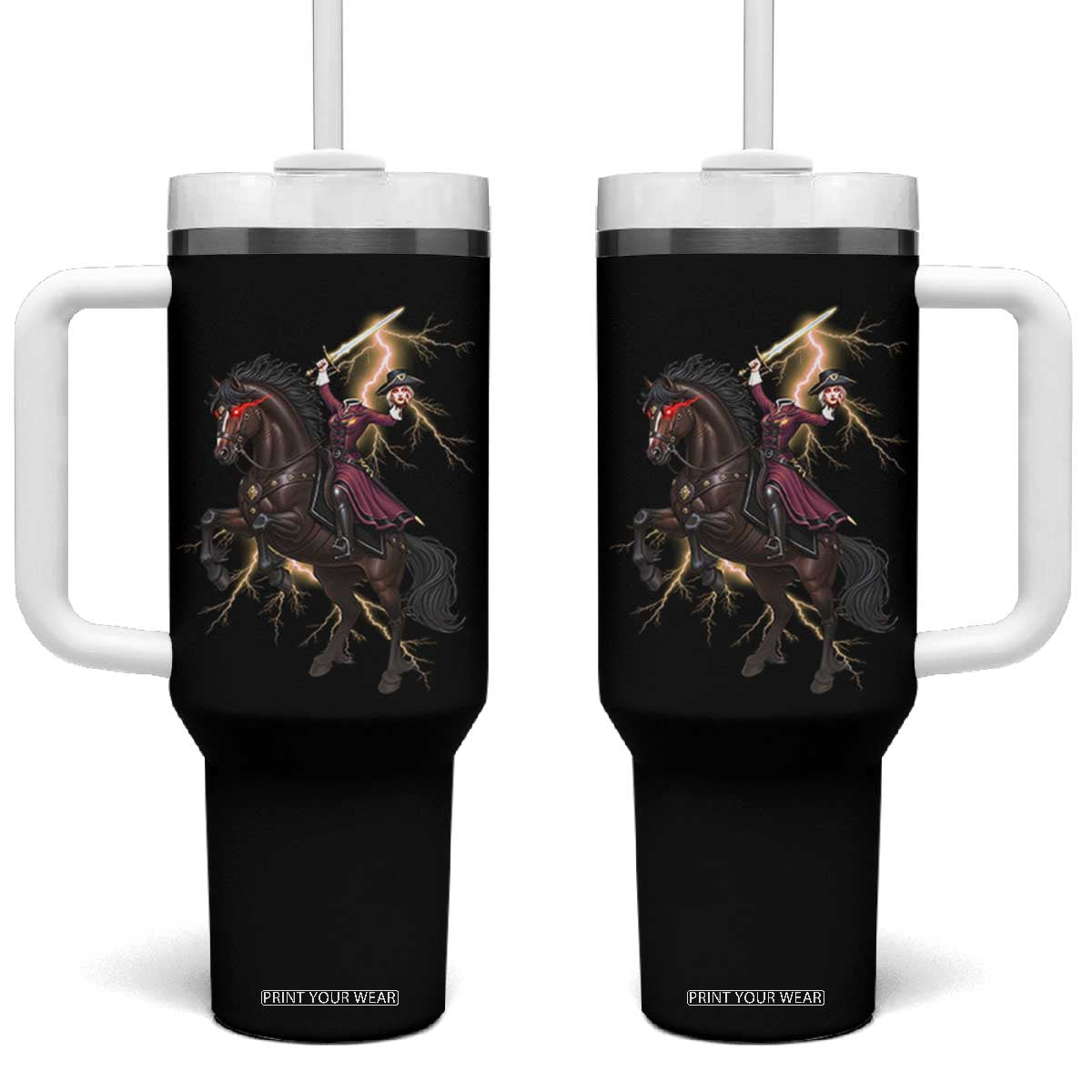Dullahan Headless Horsewoman Tumbler With Handle Gothic Monster Girl Gift TS12 One Size: 40 oz Black Print Your Wear
