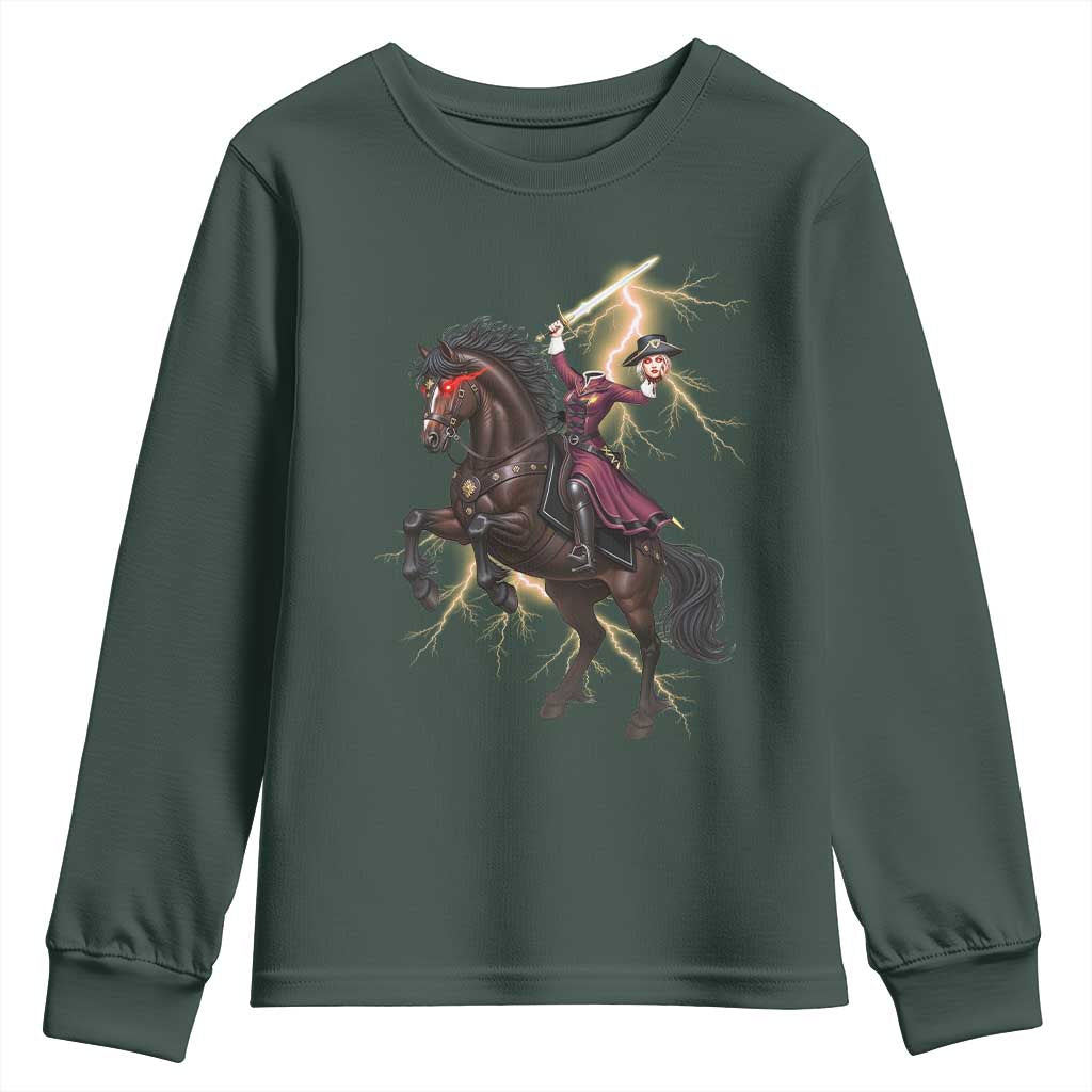 Dullahan Headless Horsewoman Youth Sweatshirt Gothic Monster Girl Gift TS12 Dark Forest Green Print Your Wear