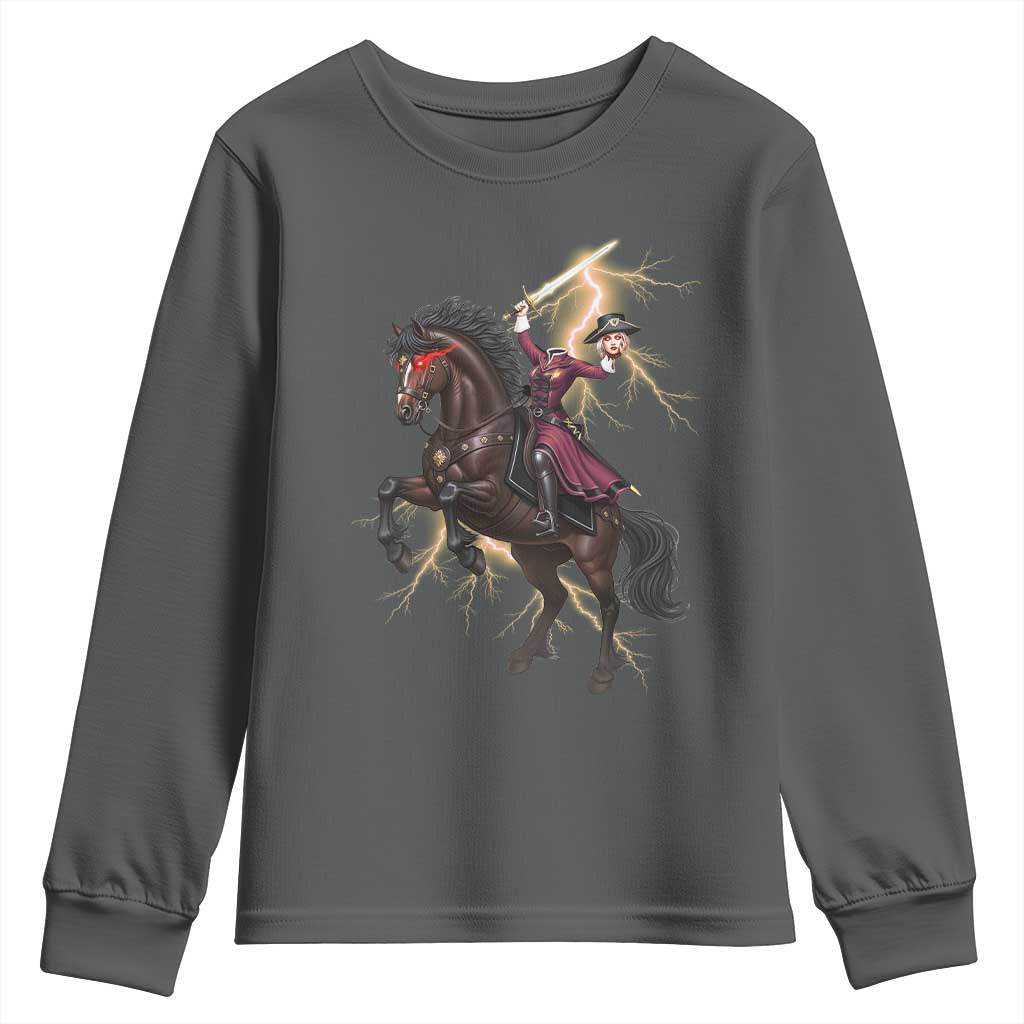 Dullahan Headless Horsewoman Youth Sweatshirt Gothic Monster Girl Gift TS12 Dark Heather Print Your Wear