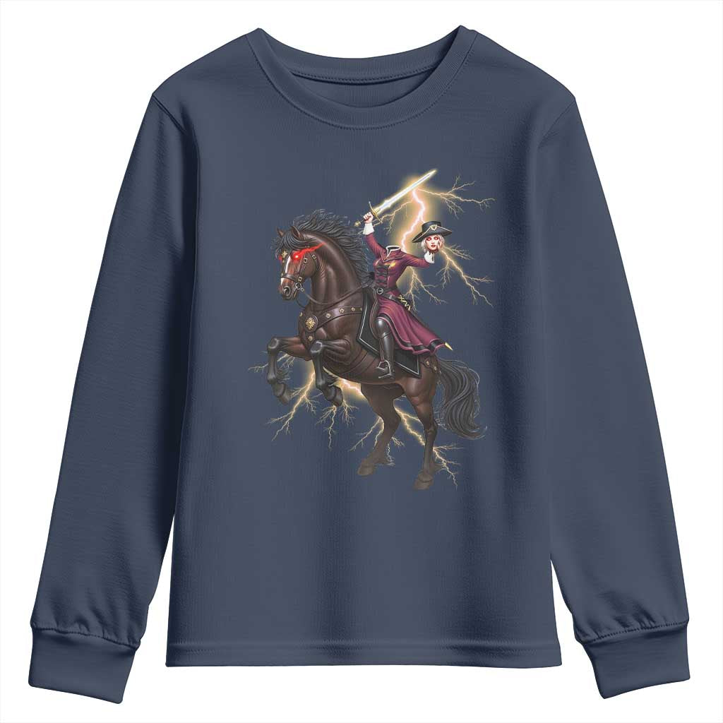 Dullahan Headless Horsewoman Youth Sweatshirt Gothic Monster Girl Gift TS12 Navy Print Your Wear