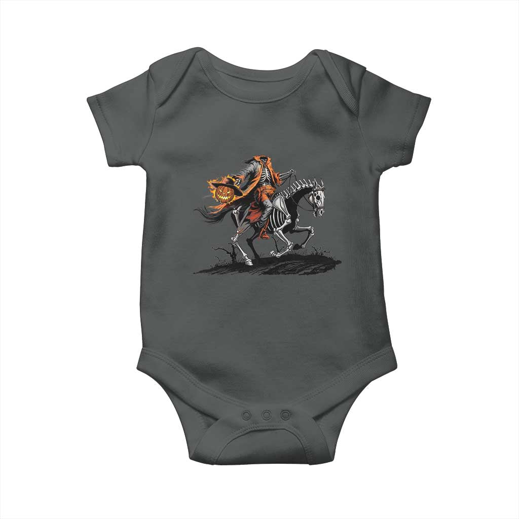 Spooky Skeleton Headless Cowboy Rider Gift Baby Onesie TS12 Dark Heather Print Your Wear