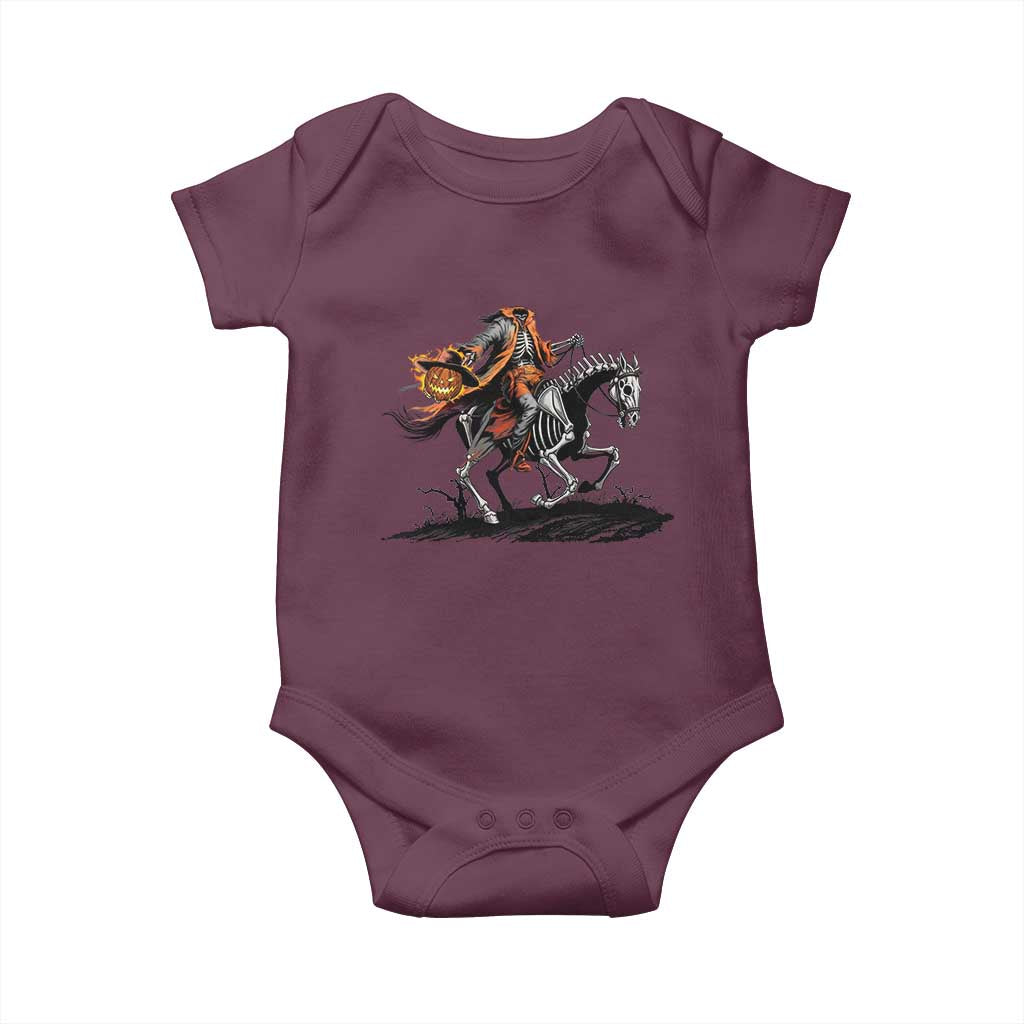 Spooky Skeleton Headless Cowboy Rider Gift Baby Onesie TS12 Maroon Print Your Wear