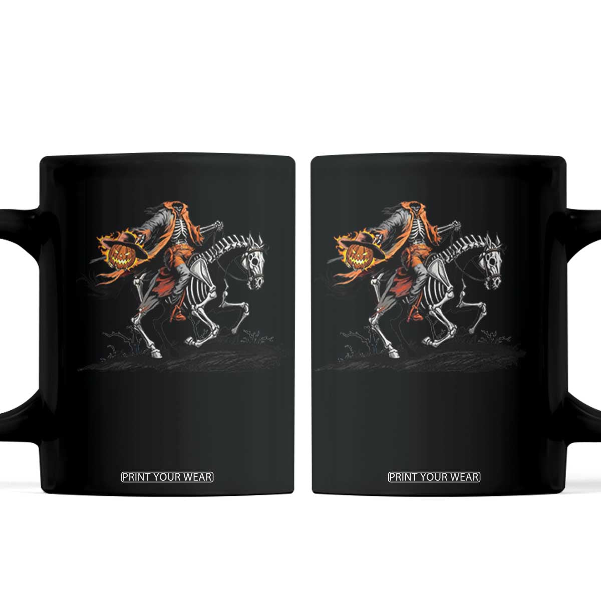 Spooky Skeleton Headless Cowboy Rider Gift Coffee Mug TS12 Black Print Your Wear