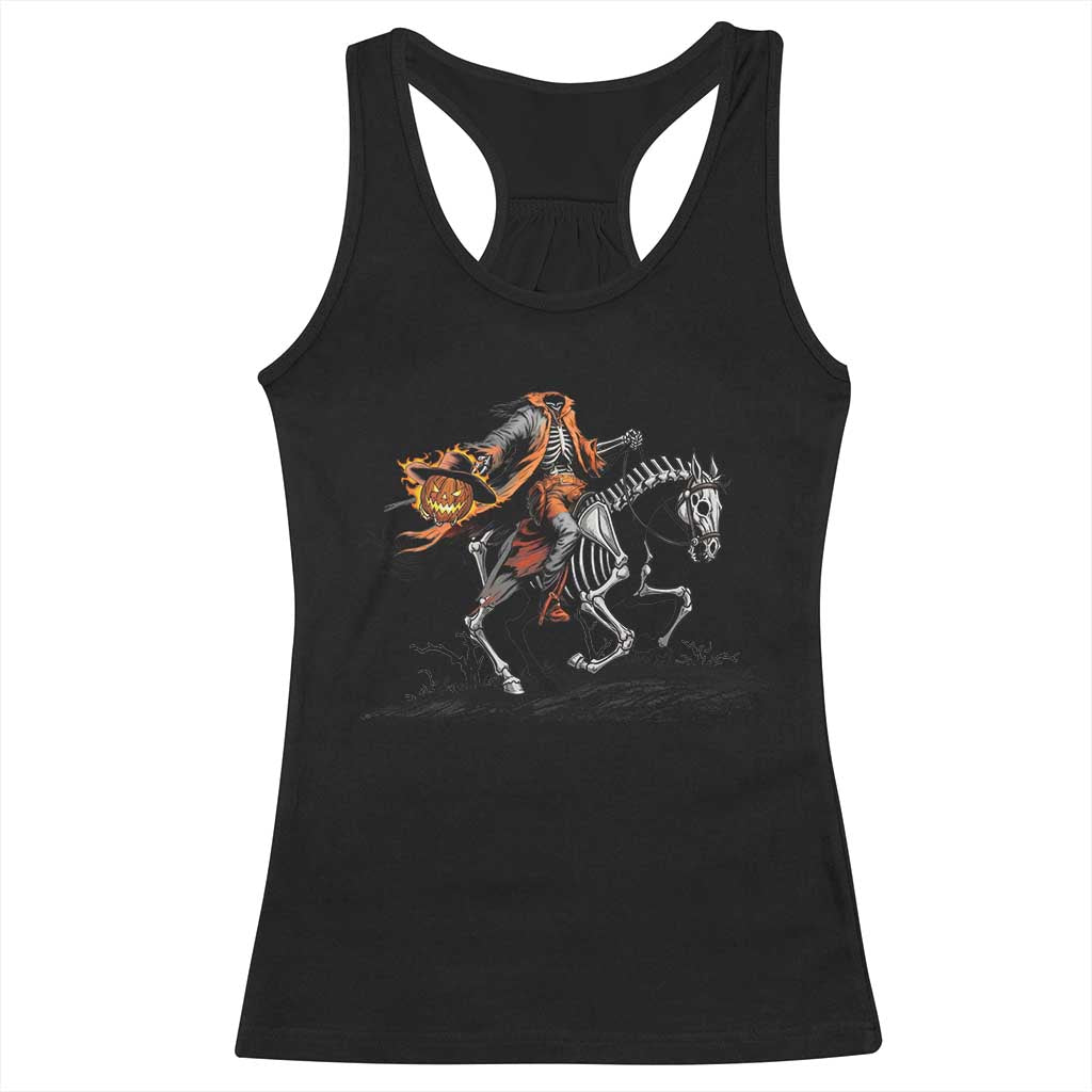 Spooky Skeleton Headless Cowboy Rider Gift Racerback Tank Top TS12 Black Print Your Wear