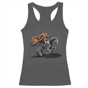 Spooky Skeleton Headless Cowboy Rider Gift Racerback Tank Top TS12 Dark Heather Print Your Wear