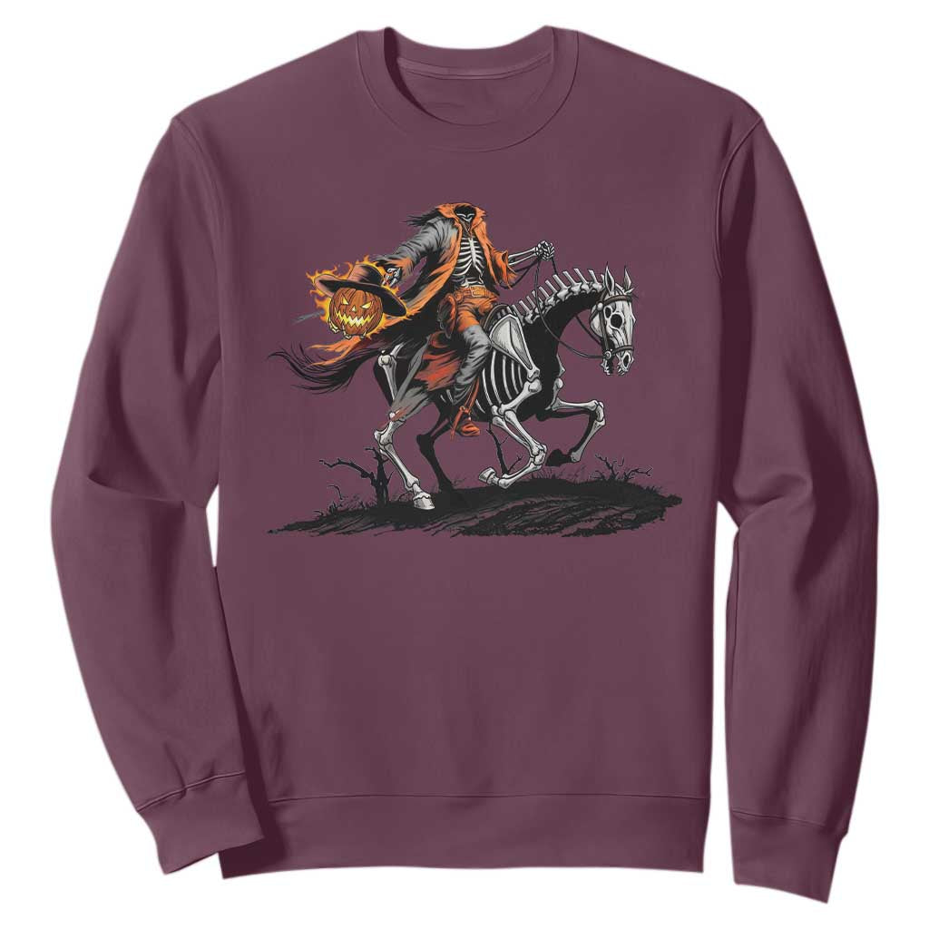 Spooky Skeleton Headless Cowboy Rider Gift Sweatshirt TS12 Maroon Print Your Wear