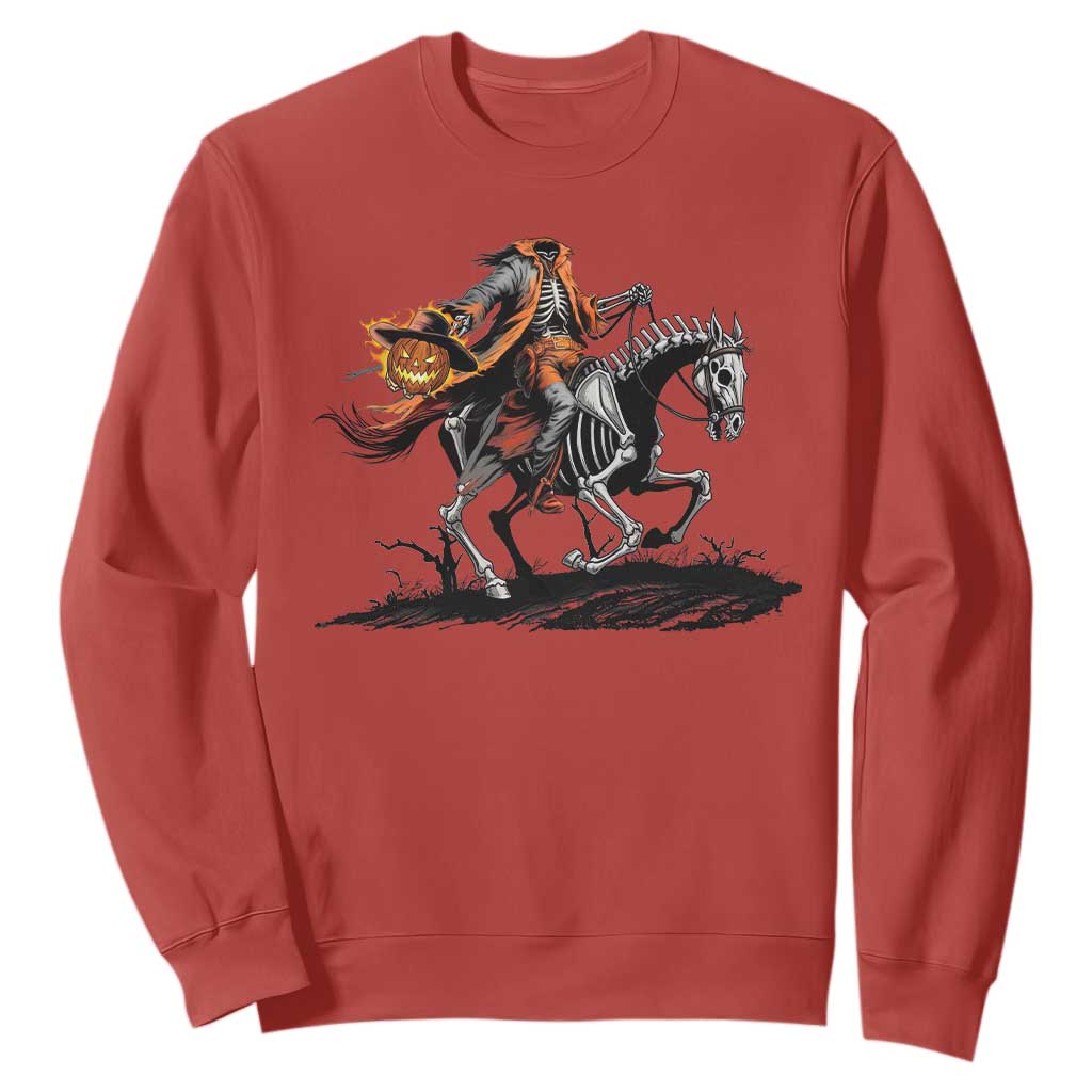 Spooky Skeleton Headless Cowboy Rider Gift Sweatshirt TS12 Red Print Your Wear