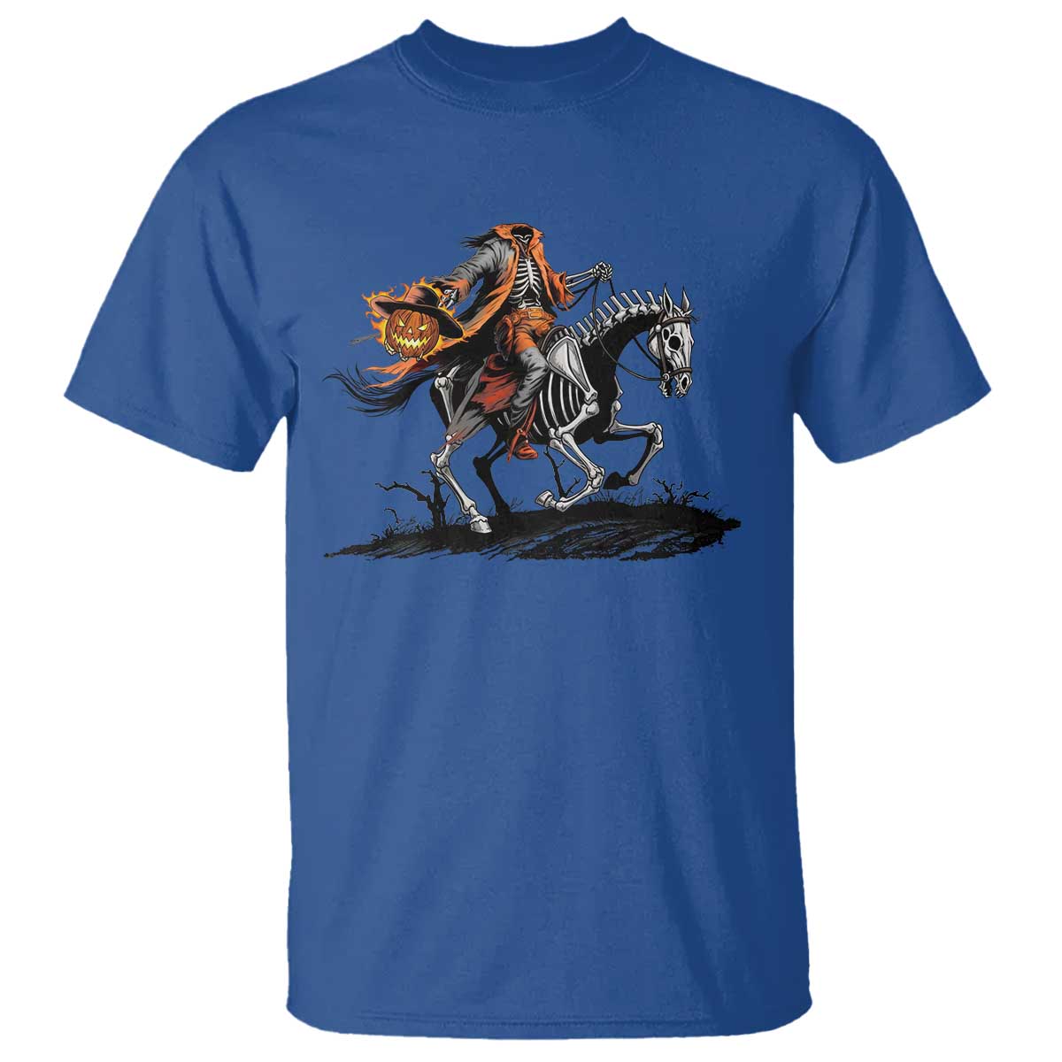 Spooky Skeleton Headless Cowboy Rider Gift T Shirt TS12 Royal Blue Print Your Wear