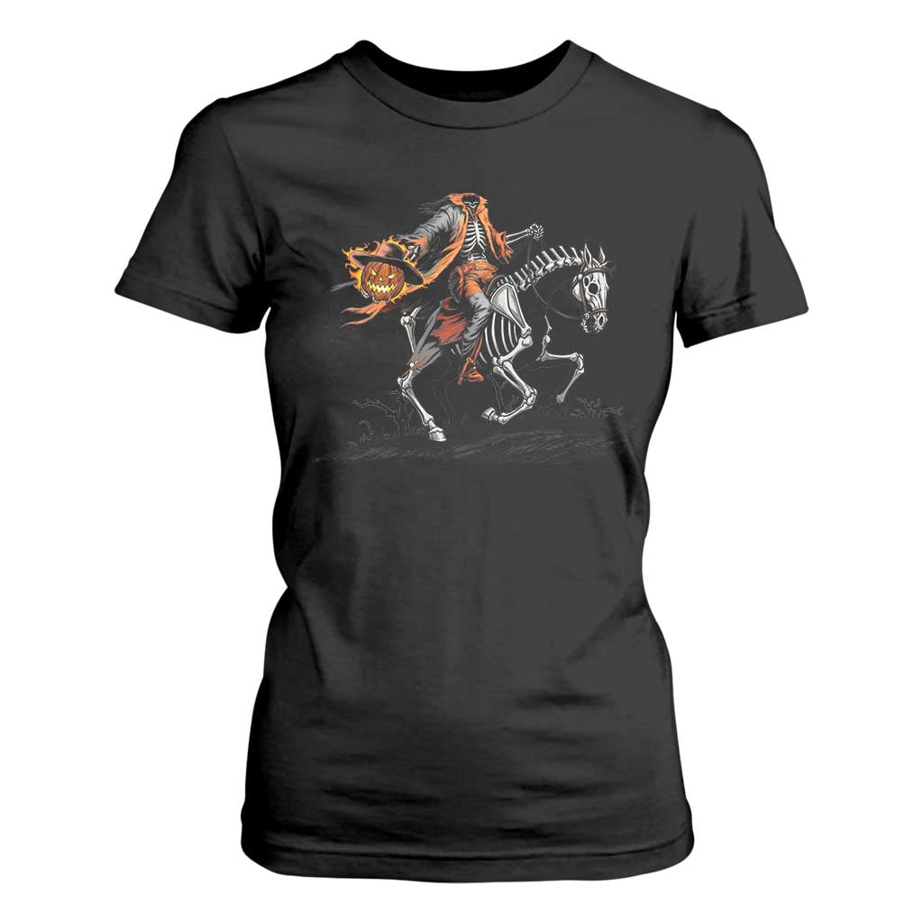 Spooky Skeleton Headless Cowboy Rider Gift T Shirt For Women TS12 Black Print Your Wear