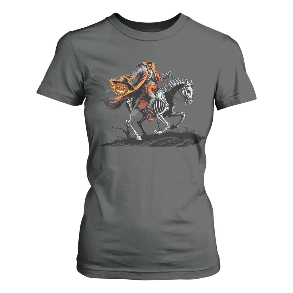 Spooky Skeleton Headless Cowboy Rider Gift T Shirt For Women TS12 Dark Heather Print Your Wear