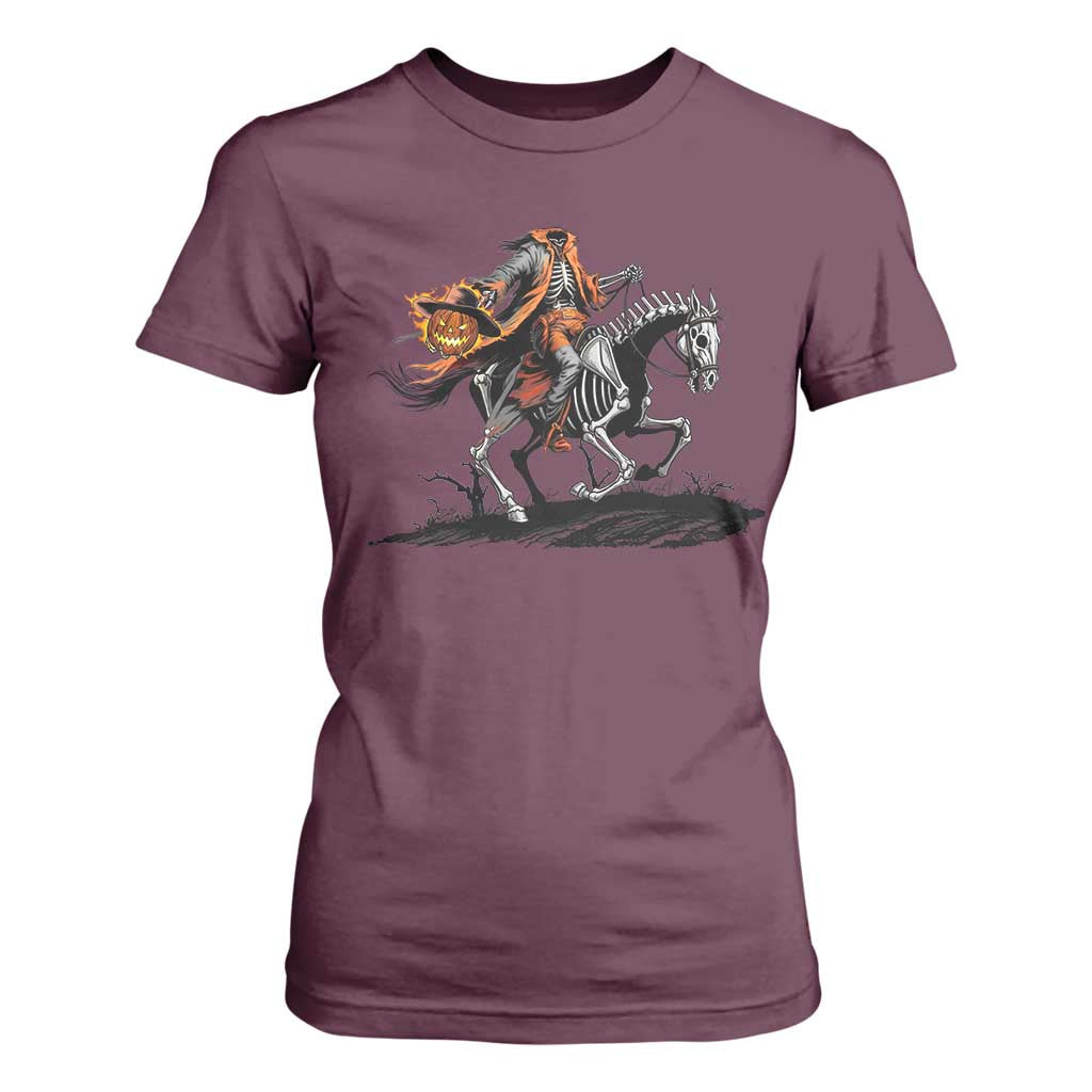 Spooky Skeleton Headless Cowboy Rider Gift T Shirt For Women TS12 Maroon Print Your Wear