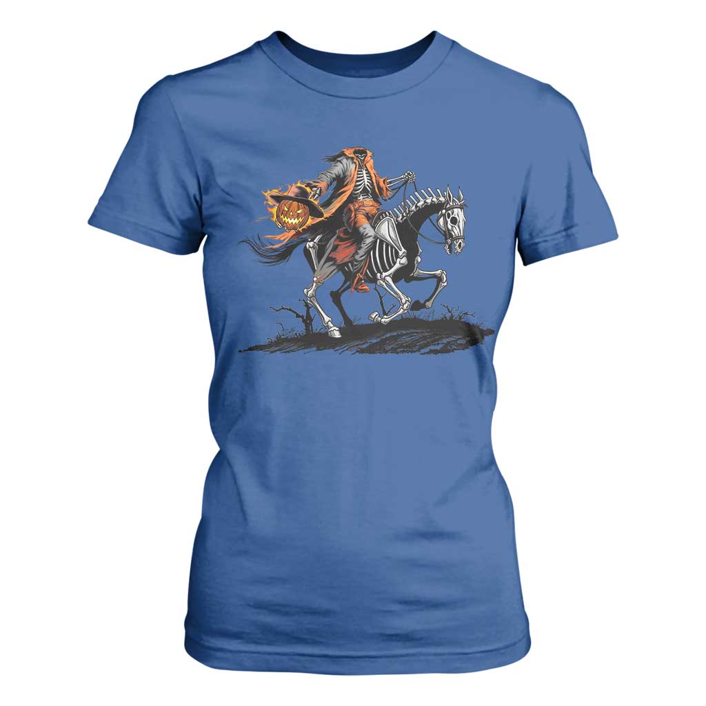 Spooky Skeleton Headless Cowboy Rider Gift T Shirt For Women TS12 Royal Blue Print Your Wear