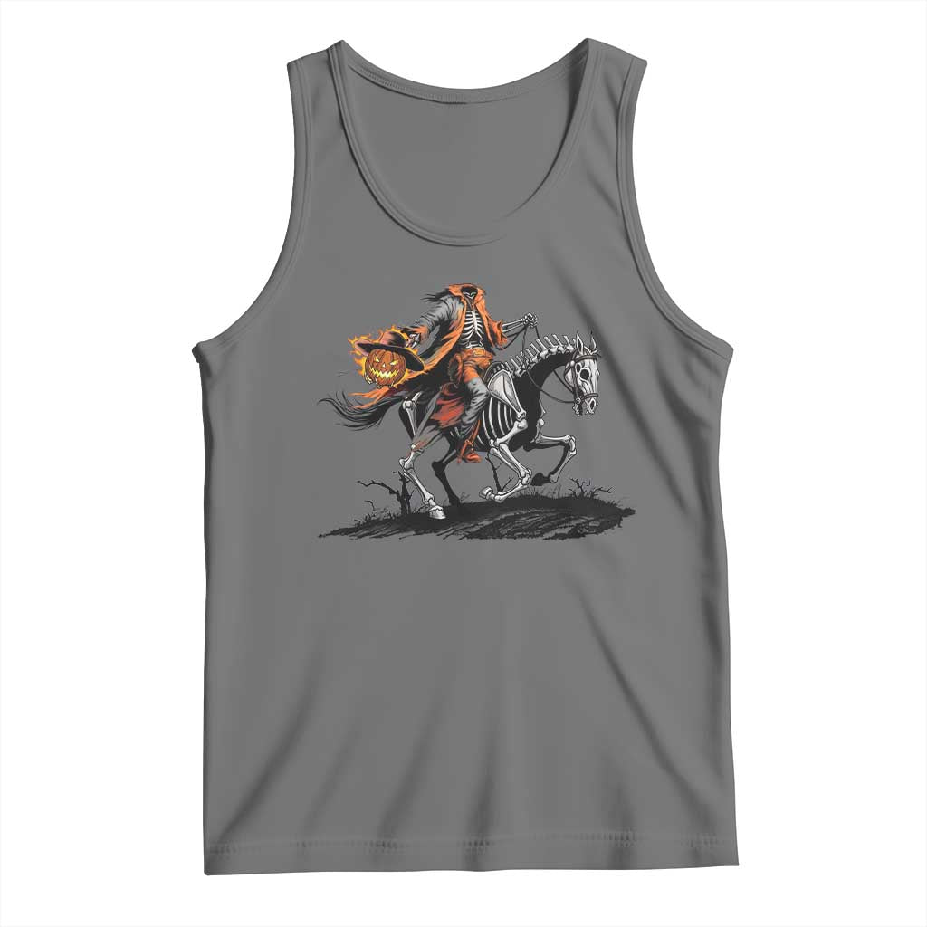 Spooky Skeleton Headless Cowboy Rider Gift Tank Top TS12 Black Heather Print Your Wear