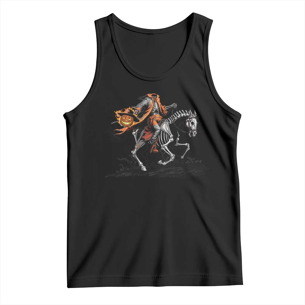 Spooky Skeleton Headless Cowboy Rider Gift Tank Top TS12 Black Print Your Wear