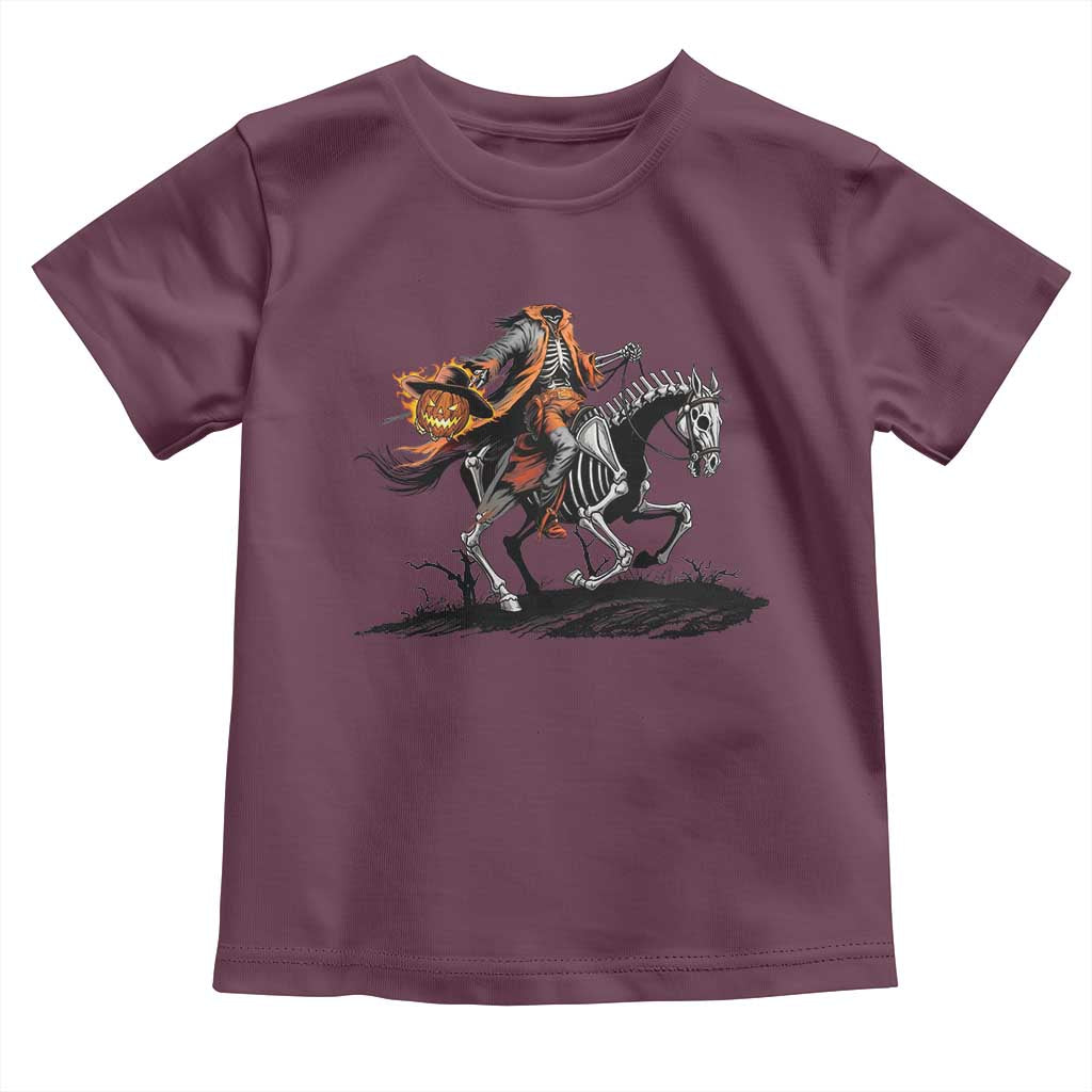 Spooky Skeleton Headless Cowboy Rider Gift Toddler T Shirt TS12 Maroon Print Your Wear