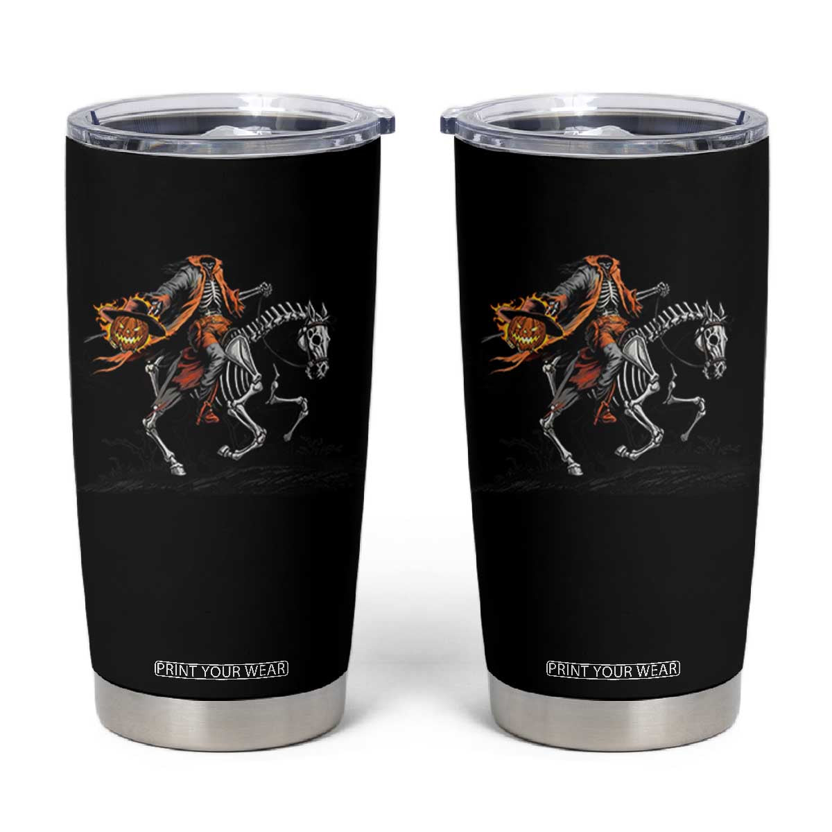Spooky Skeleton Headless Cowboy Rider Gift Tumbler Cup TS12 Black Print Your Wear