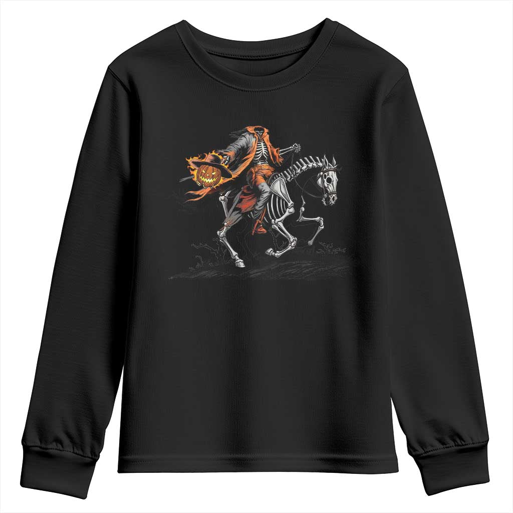 Spooky Skeleton Headless Cowboy Rider Gift Youth Sweatshirt TS12 Black Print Your Wear
