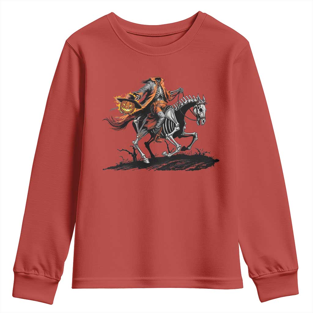 Spooky Skeleton Headless Cowboy Rider Gift Youth Sweatshirt TS12 Red Print Your Wear
