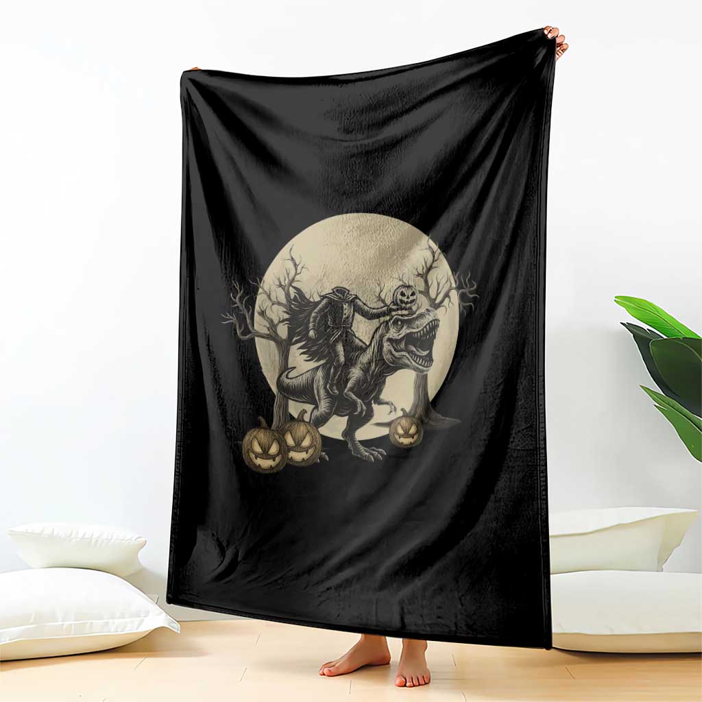 Funny Halloween Gift Throw Blanket Headless Horseman Riding A Dino TS12 Print Your Wear