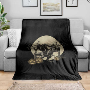 Funny Halloween Gift Throw Blanket Headless Horseman Riding A Dino TS12 Print Your Wear