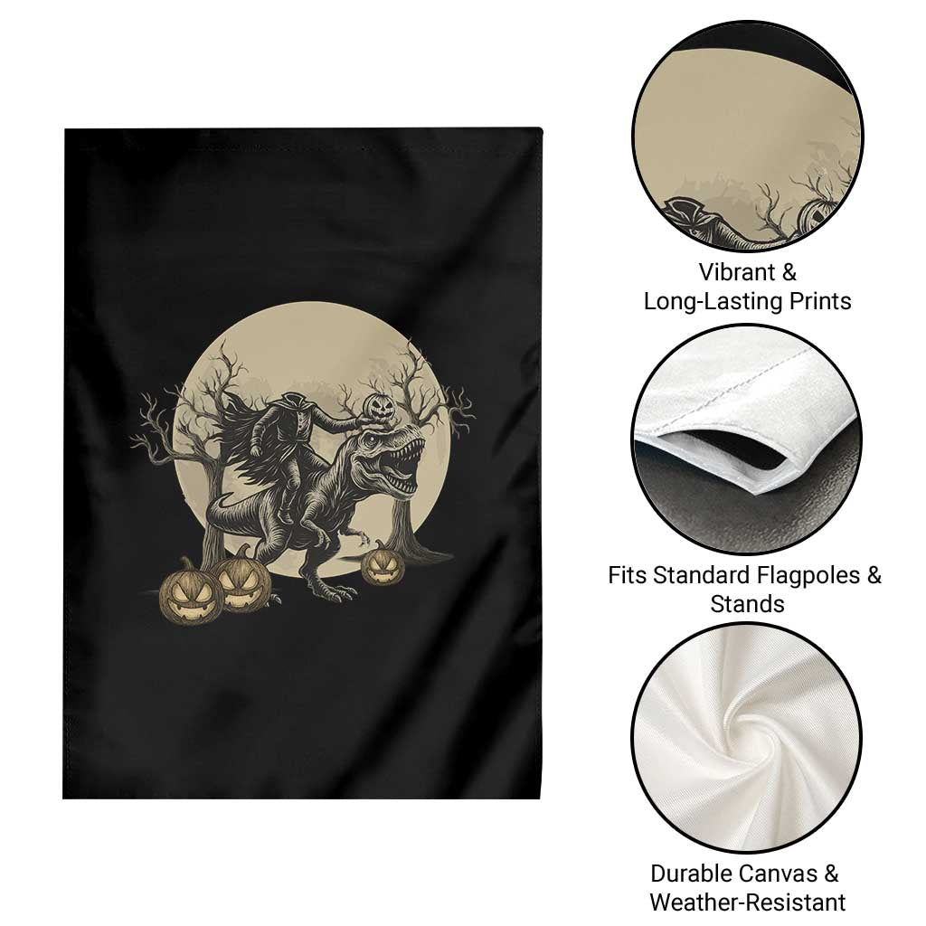 Funny Halloween Gift Garden Flag Headless Horseman Riding A Dino TS12 Print Your Wear
