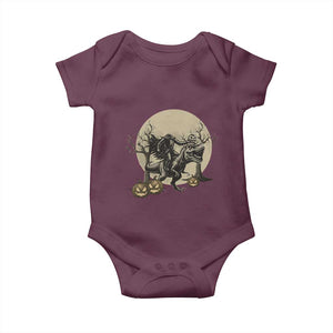 Funny Halloween Gift Baby Onesie Headless Horseman Riding A Dino TS12 Maroon Print Your Wear