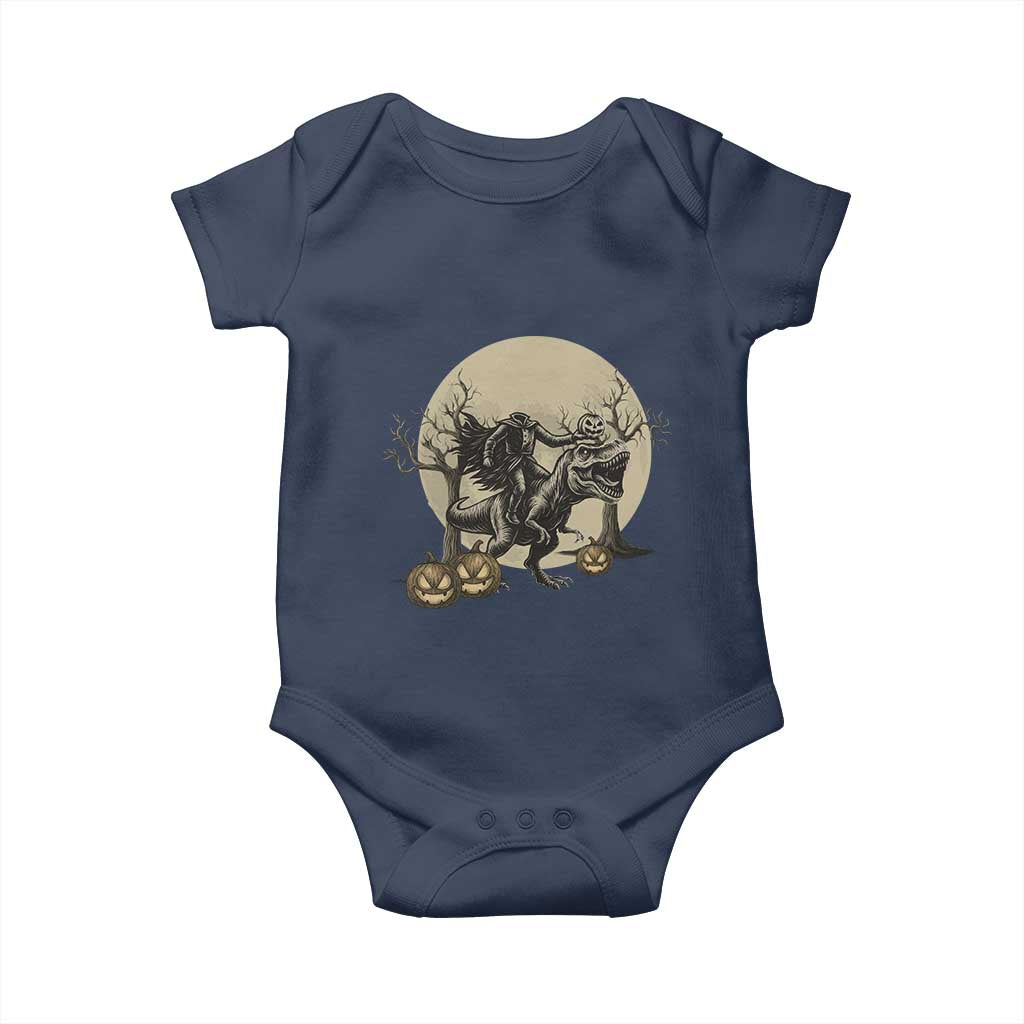 Funny Halloween Gift Baby Onesie Headless Horseman Riding A Dino TS12 Navy Print Your Wear