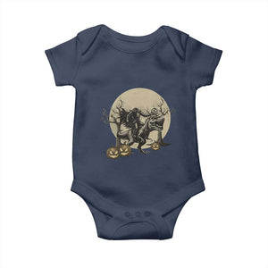 Funny Halloween Gift Baby Onesie Headless Horseman Riding A Dino TS12 Navy Print Your Wear