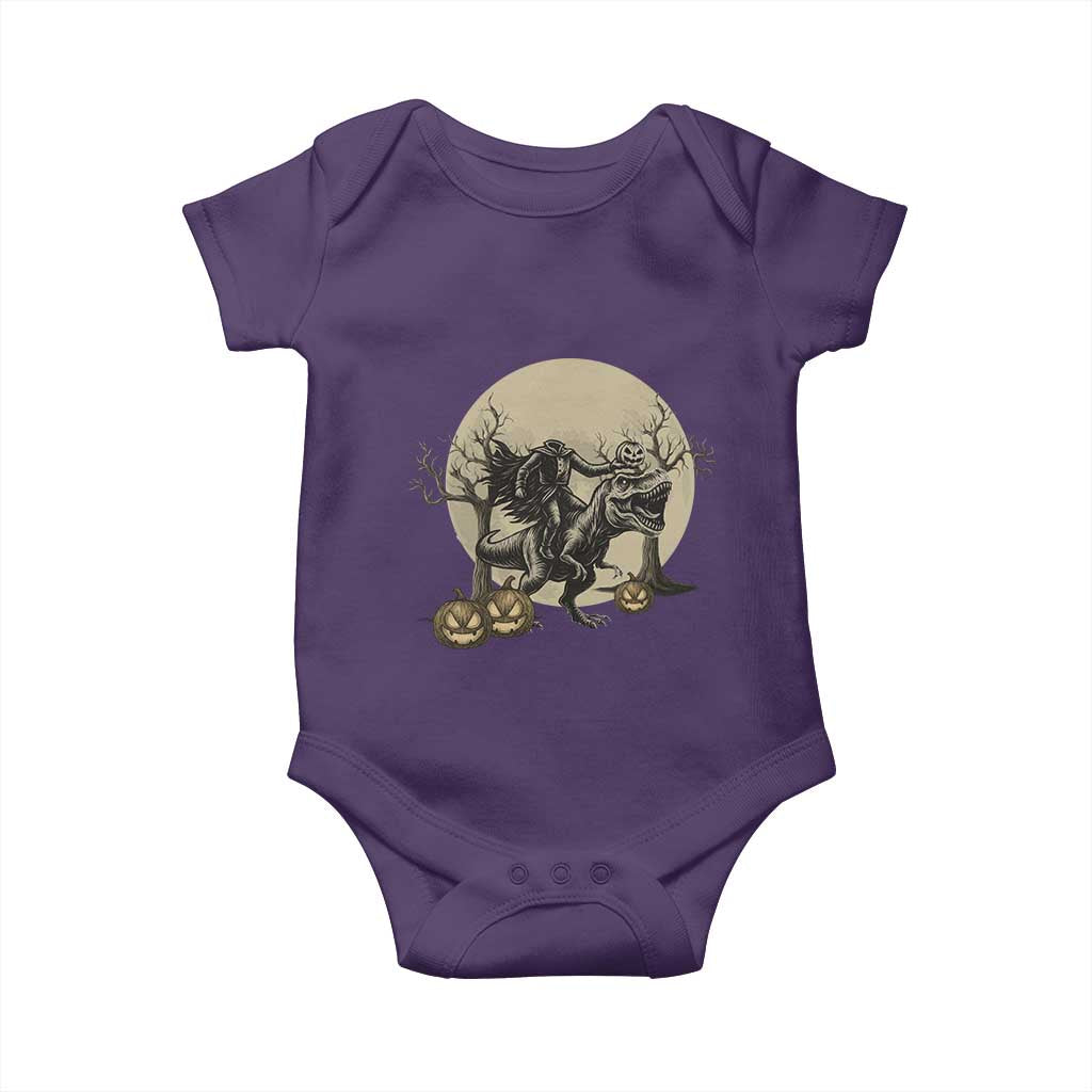 Funny Halloween Gift Baby Onesie Headless Horseman Riding A Dino TS12 Purple Print Your Wear