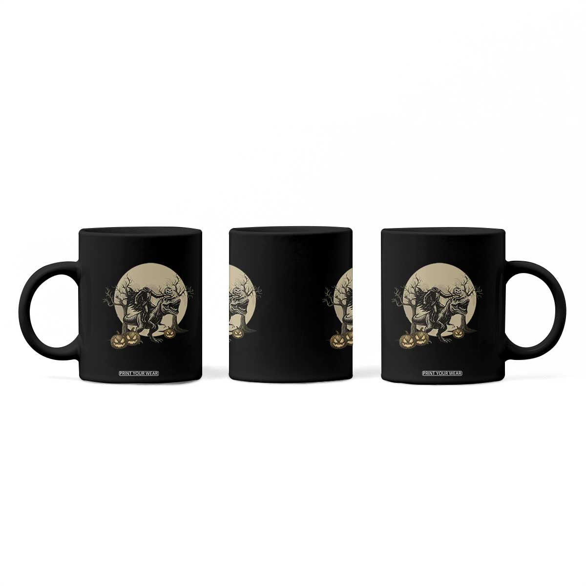 Funny Halloween Gift Coffee Mug Headless Horseman Riding A Dino TS12 Print Your Wear