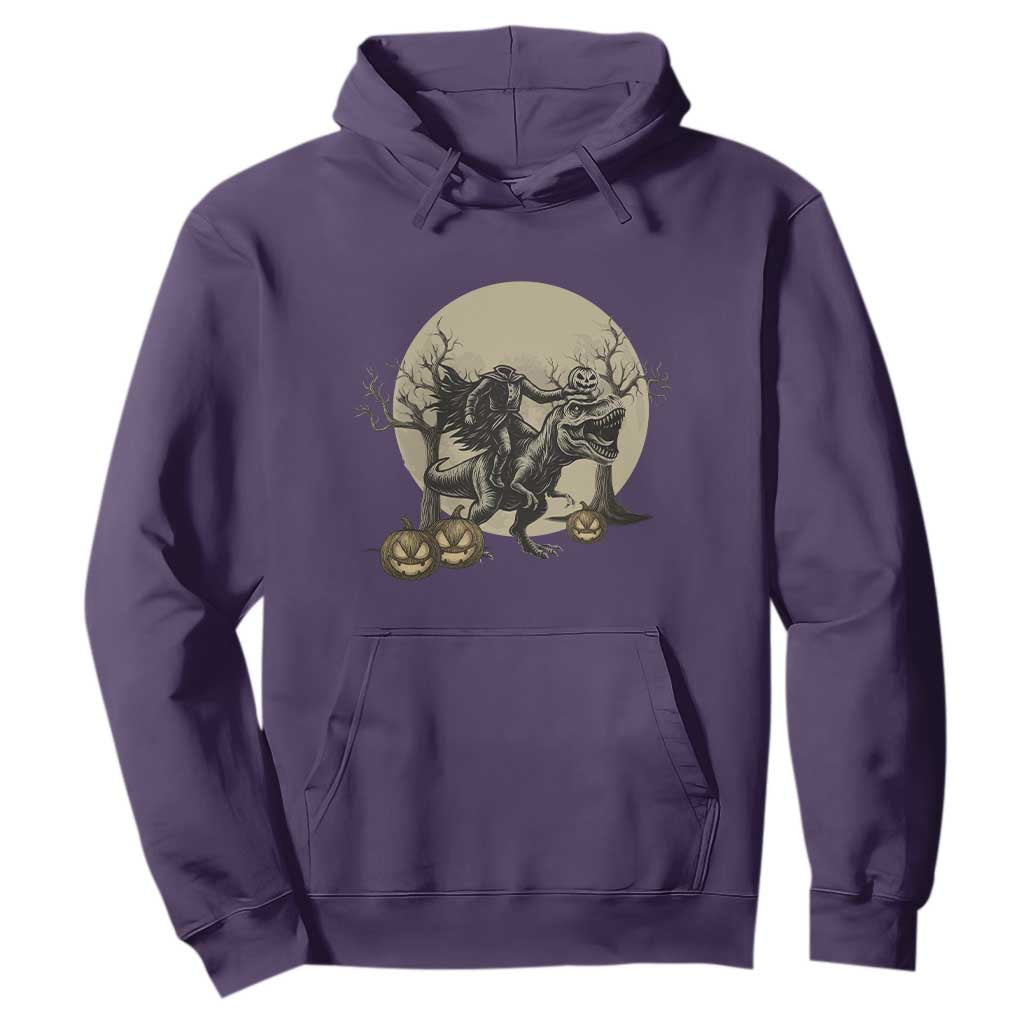 Funny Halloween Gift Hoodie Headless Horseman Riding A Dino TS12 Purple Print Your Wear