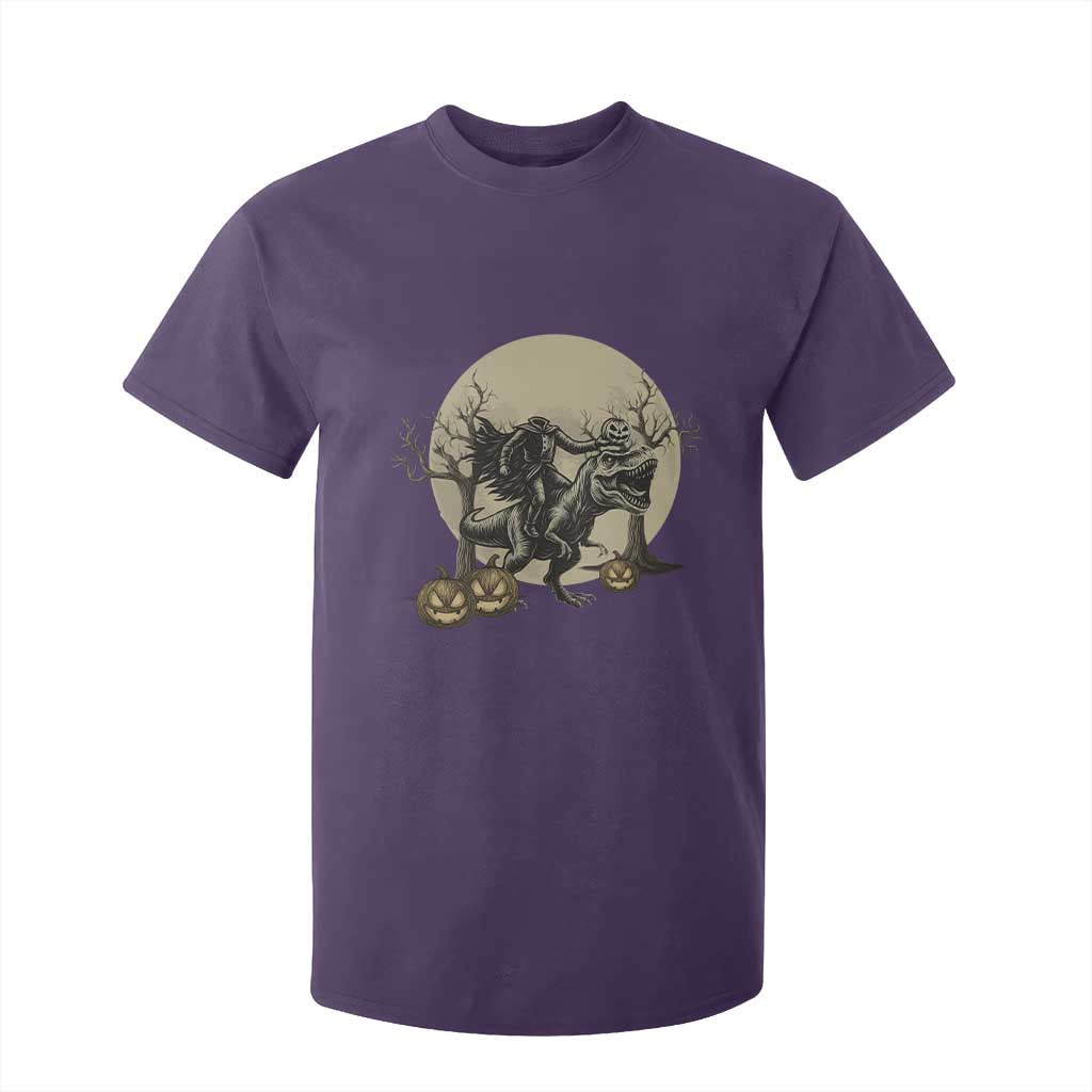 Funny Halloween Gift T Shirt For Kid Headless Horseman Riding A Dino TS12 Purple Print Your Wear