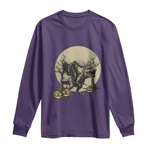 Funny Halloween Gift Long Sleeve Shirt Headless Horseman Riding A Dino TS12 Purple Print Your Wear