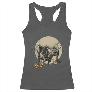 Funny Halloween Gift Racerback Tank Top Headless Horseman Riding A Dino TS12 Dark Heather Print Your Wear