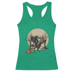 Funny Halloween Gift Racerback Tank Top Headless Horseman Riding A Dino TS12 Irish Green Print Your Wear
