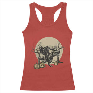 Funny Halloween Gift Racerback Tank Top Headless Horseman Riding A Dino TS12 Red Print Your Wear